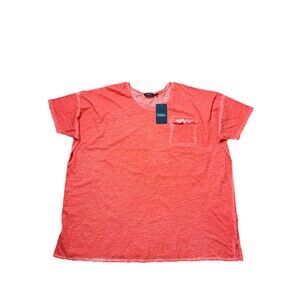 Ulla Popken Round Neck Orange Dolman Sleeve Cotton Top Plus Sz 28/30W